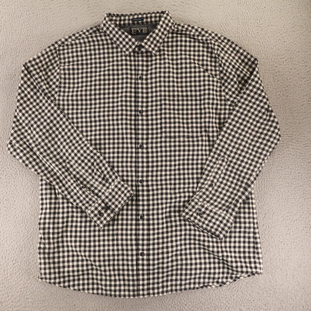 Rye by Hawker Rye Button Up Mens 2XL Black Gingham Check Cotton Flannel